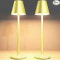 Timjorman 2-Pack Cordless Table Lamps - 5000mAh Rechargeable Battery Operated Desk Lamp, 3-Level Dimmable LED Night Light for Bedroom, Dining, Restaurant - Metal Design (Champagne Gold 2Pack)