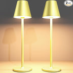 Timjorman 2-Pack Cordless Table Lamps - 5000mAh Rechargeable Battery Operated Desk Lamp, 3-Level Dimmable LED Night Light for Bedroom, Dining, Restaurant - Metal Design (Champagne Gold 2Pack)