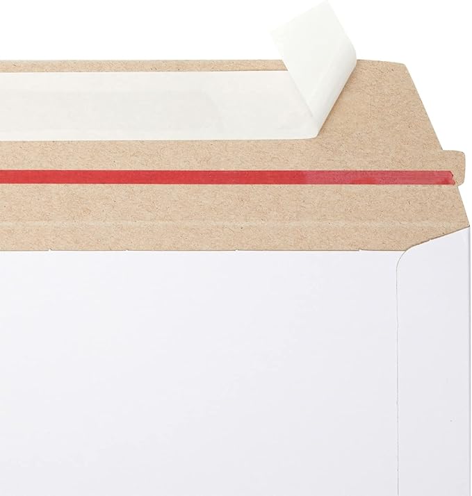Juvale Mailing Envelopes - 9.5 x 12.5 in, White, 25-Pack - Rigid Flat Mailers with Peel & Seal Closure - Photo & Document Mailers - Cardboard Envelopes for Comic Book Shippers