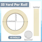 Fainne Masking Tape Bulk General Purpose Masking Painting Tape 55 Yards for Painting Home Office School Stationery Arts Crafts Basic Use, Easy Removal(45 Rolls,0.8 Inch)