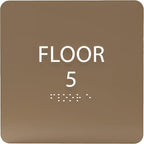 Modern Olive ADA Floor 5 Sign with Braille – Made from Durable Acrylic and Ready to Mount