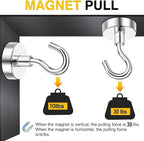 DIYMAG Magnetic Hooks for Hanging Cubicle Accessories, 30lbs 2026 Cruise Cabin Ship Essentials N52 Magnetic Hook Heavy Duty Strong Magnets Fridge for Classroom Beach Kitchen Grills 10 Pack Silver