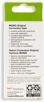 Tombow 68627 MONO Correction Tape, Non-refillable, White, 1/6" x 394", 2 Count (Pack of 1)