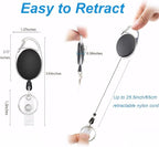SOVYOULIVE 5 Pack Heavy-Duty Retractable Badge Holders with Carabiner Clip and Key Ring, Black ID Badge Reel for Office, ID Card Holder and Key Chain