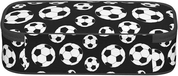 Black And White Soccer Ball Pencil Case Big Capacity Storage Pencil Pouch Stationery Bags With Zipper Portable Pen Holder Box Organizer For Boys Girls Teens Student College School Office Supplies