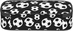 Black And White Soccer Ball Pencil Case Big Capacity Storage Pencil Pouch Stationery Bags With Zipper Portable Pen Holder Box Organizer For Boys Girls Teens Student College School Office Supplies