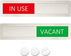 Vacant/In Use Privacy Sign for Home Office Restroom Conference Hotels Hospital - Occupied Door Indicator Slider Tells Whether Room Is in Use - 7'' x 1.5'' Stainless Steel