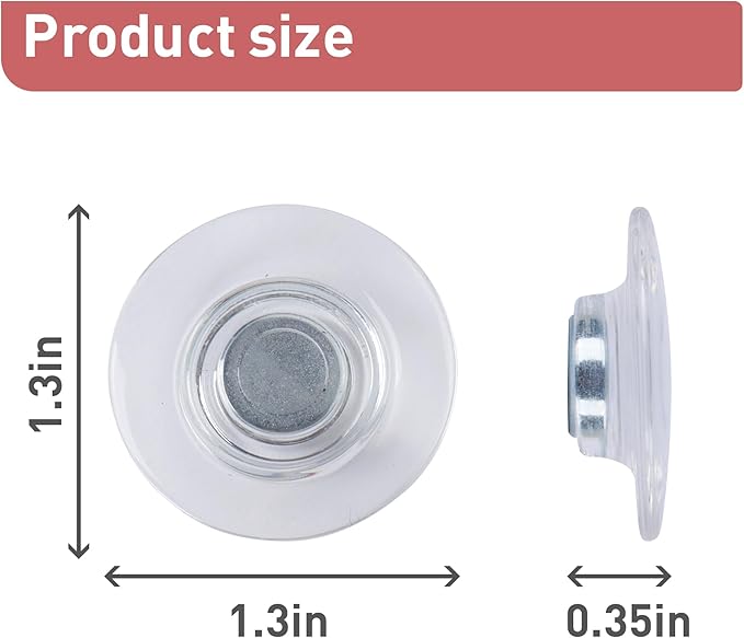TOWON Rare Earth Magnets Large, Strong Magnets for Glass Whiteboard and Dry Erase Board, 12 Pieces Round Clear