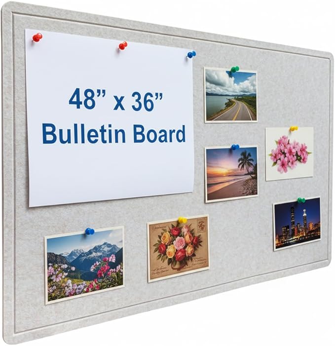 Foldable Bulletin Board 48x36 Large, Felt Cork Board for Wall with Adhesive Tape, Fabric Pin Board for Office, Home, School, Classroom, Kitchen, Dorm Room, Includes 30 Pins, Ivory Tan