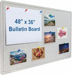 Foldable Bulletin Board 48x36 Large, Felt Cork Board for Wall with Adhesive Tape, Fabric Pin Board for Office, Home, School, Classroom, Kitchen, Dorm Room, Includes 30 Pins, Ivory Tan