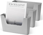 YOHOM No Drilling File Holder Wall Mails Magazines Organizer Adhesive Door Mount, Single Pocket, (White 1) (GREY, 3 PCS)