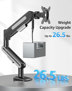 MOUNTUP Single Monitor Desk Mount for 4.4-26.5lbs, Heavy Duty Monitor Arm for 40 39 37 34 32 27inch, Full-Motion Monitors Stand, Height Adjustable Monitors Arm with C-Clamp＆Grommet Base