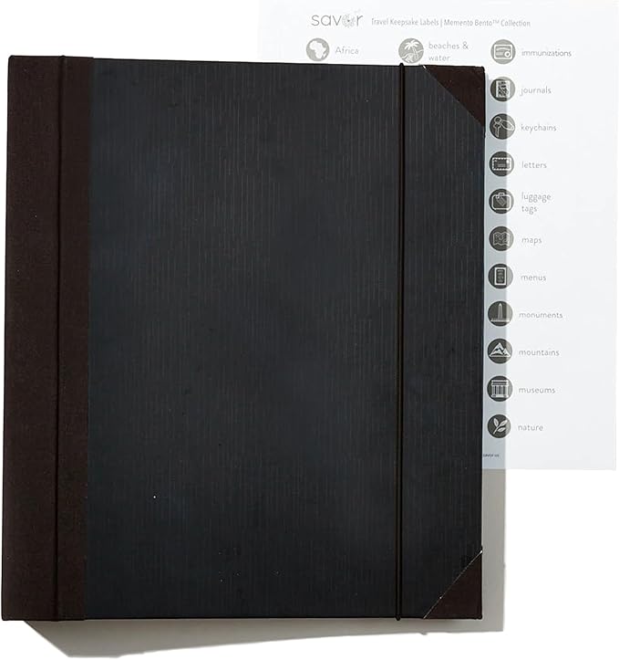 Savor | The Folio™ Document Organizer 2025 Edition | Premium Life Binder Acid-Free Custom Dyed Cloth-Bound Accordion Organizer w/ 10 Expandable Pockets | File Folders for Home Organization (Black)