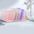 Kuntine.B Desk File Organizer Upright Mesh Desktop Organizer File Sorter Office Organization File Holder for Home, Office & Classroom (Pink, 1 Pack 7-Section)