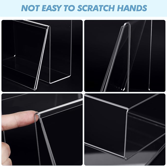 Vicenpal 12 Pcs Clear Acrylic Postcard Holder Business Card Holder Greeting Card Display Clear Business Card Stand Rack for Index Card Organizer Desk Table Home Office School, 6 x 4.25 x 4.5 Inch