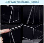 Vicenpal 12 Pcs Clear Acrylic Postcard Holder Business Card Holder Greeting Card Display Clear Business Card Stand Rack for Index Card Organizer Desk Table Home Office School, 6 x 4.25 x 4.5 Inch