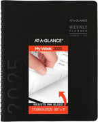 AT-A-GLANCE 2025 Appointment Book Planner, Weekly & Monthly, 8-1/4" x 11", Large, Half-Hourly, Contemporary, Black (70950X0525)