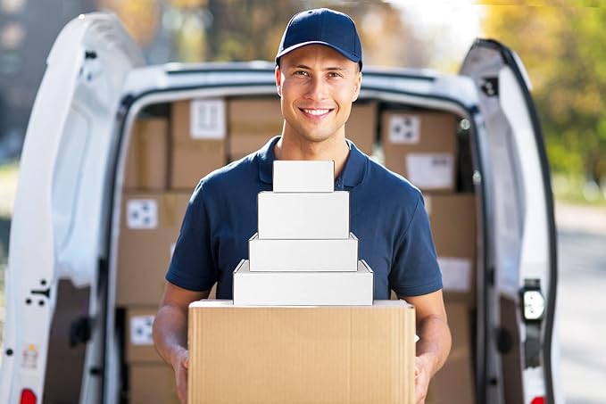 Eupako 9x6x2 Shipping Boxes Small Corrugated Cardboard Box - 25 Pack White Mailing Boxes for Packaging Small Business, Mailer Box