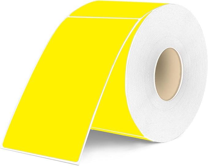 3×5 Inch Yellow Removable Thermal Labels,Waterproof Thermal Label,240 Sheets per Roll with Perforated Lines
