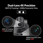 AV Access 4K Conference Room Camera, Dual Lens Cam(4K AI Tracking Cam and 1080P Panoramic Cam),3X Optical/5X Digital Zoom, 120° FOV, Auto Framing, Individuals Gallery, Works with Meet,Teams,Zoom