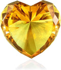 Zoogamo 3” / 80 mm Yellow Diamond Heart Shaped Glass Crystal Paperweight – Home Office Decor & Valentine's Day Gift Wedding Favors Centerpieces Decoration with Gift Box