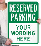 SmartSign 24 x 18 inch Custom “Reserved Parking” Metal Sign - Add Text, 80 mil Laminated Rustproof Aluminum, Green and White, Made in USA