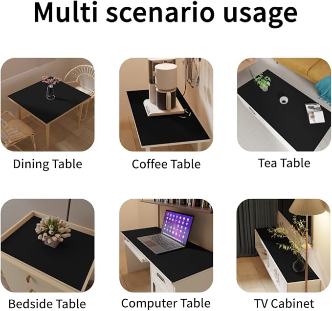 Zinkooat Dresser Cover Top for Bedroom - 17x48 Inch Waterproof Easy to Clean Can Conceal Flaws Protector The Table Top from Scratches Used for Coffee Table Dresser(Black+Black 17x48)