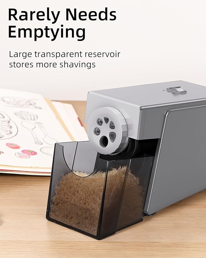 ZMOL Heavy Duty Electric Pencil Sharpener for Classroom, 6 Holes, Stronger Helical Blade, Auto Stop,Plug in, Suitable for 6-12mm No.2/Colored Pencils, Teachers,School & Home, Silver Gray