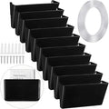 Tenceur 10 Pcs Single Pocket Wall Mount File Holder Black Plastic Wall Pocket with Screws and Tape Hanging File Organizer Letter Holder for Home Letters Mail Magazine Office
