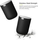 EKO Fandy 0.58 Gal/2.2L Mini Trash Can with Lid, Swing-Top Desktop Trash Can for Bathroom, Countertop, Vanity, Desk or Office, Small Garbage Bin (Black)