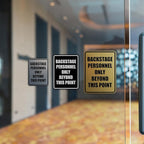 Portrait Round Backstage Personnel Only Beyond This Point Door or Wall Sign Easy Installation | Music | Concert | Festivals Sign (Brushed Silver) - Medium (5 Pack)