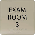 ADA CENTRAL SIGNS - 6" X6" Exam Room 3 Sign - ADA Compliant Tactile Graphics Grade 2 Braille Text Acrylic Wall Signs - Educational Institution Directional Assistance Test Center Door Sign for Schools