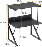 aboxoo Printer Stand for Desk, Desktop Printer Shelf Large 3-Tier Multi-Purpose Office Organization Shelves for Home Office, Black