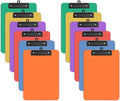 Zoenley A4 Plastic Clipboard Set of 12, Bright Colorful 12.5 x 9 Letter Size for Classroom, Students, Teacher, Nurse, 8.5 x 11 Clip Board with Low Profile Black Clip, Office & School Supplies