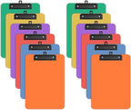 Zoenley A4 Plastic Clipboard Set of 12, Bright Colorful 12.5 x 9 Letter Size for Classroom, Students, Teacher, Nurse, 8.5 x 11 Clip Board with Low Profile Black Clip, Office & School Supplies
