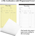 (5-Pack) Thank You Receipt Book - 5.5" x 8.5" Cardboard 2-Part Carbonless Sales Invoice Book, 250 Sheets Invoice Pad with Cardboard for Small Business
