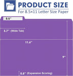 File Folder, PANDRI 120 Pack File Folder, 1/3 Cut Tab, Letter Size, Filing Folder for Office School Business, Purple