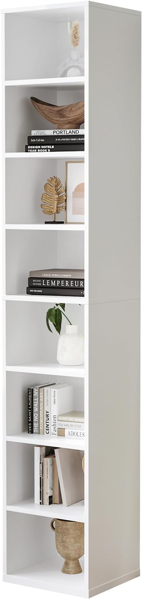 Chyanmoo Wood Cube Storage Organizer White Bookshelf - 1-Tier Freestanding Storage Cabinet with Legs for Home Office, 8-Cubes Open Shelf
