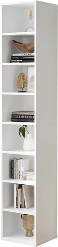 Chyanmoo Wood Cube Storage Organizer White Bookshelf - 1-Tier Freestanding Storage Cabinet with Legs for Home Office, 8-Cubes Open Shelf