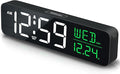 Peakeep Large Display Digital Alarm Clock for Bedrooms, Date Day of Week Calendar Desk Table Clocks for Living Room Office, Dimmable Plug in Electric Clock, 5 Volumes, Loud, Auto DST