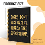 Mhfpl Sorry I Don't Take Orders Black Golden Spiral Blank Notebook, Funny Feminist Journal Gifts for Entrepreneur Women Leader Business Owner, Sarcastic Notebook Gifts for Coworker Sister Best Friend