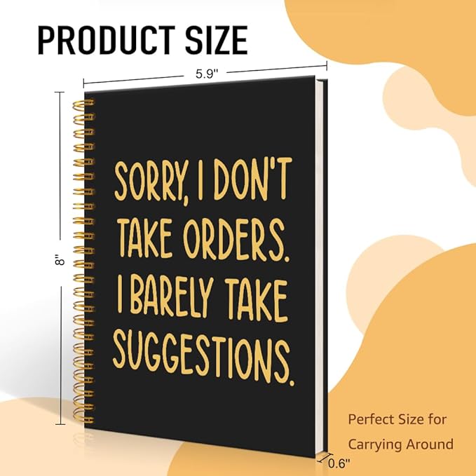 Mhfpl Sorry I Don't Take Orders Black Golden Spiral Blank Notebook, Funny Feminist Journal Gifts for Entrepreneur Women Leader Business Owner, Sarcastic Notebook Gifts for Coworker Sister Best Friend