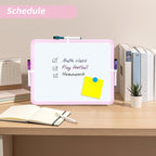 VUSIGN Small White Board Dry Erase, 14'' x 11'' Magnetic Dry Erase Board, Mini Whiteboard with Markers for Students, Fridge, Wall, Locker, Pink