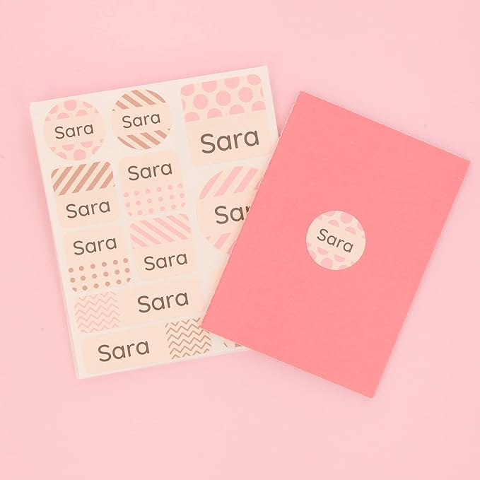Large Name Labels for Kids (33) - Custom Stickers for Daycare and School Supplies - Durable, Waterproof Stickers for Water Bottles, Lunch Boxes, and More with Unique Designs - Pattern 1