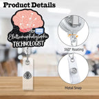 Sixrip Electroencephalographic Technician Retractable Glitter Badge Reel with Alligator Clip, Funny Badge Holder Gift for Electroencephalophy Tech EEG Doctor Nurse Nervous System Medical Office Work