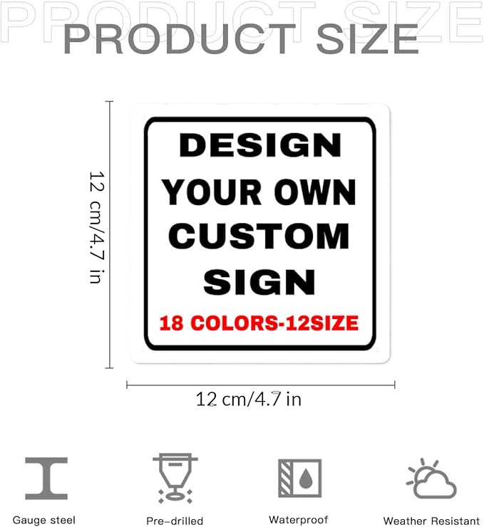 Custom Outdoor Metal Personalized Signs With Your Photo, Text, Logo - Decorative House Wall Sign for Business, Workplace, Office, Home