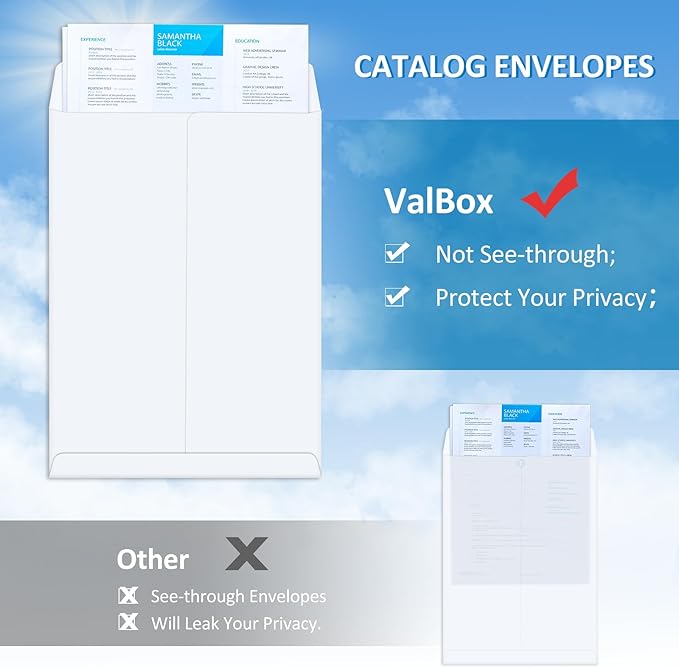 ValBox 10x13 Self Seal Catalog Envelopes 150 Packs Large White Envelopes with Peel and Seal Flap for Mailing, Organizing and Storage