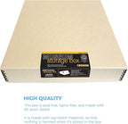 Lineco Museum Archival Storage Box, 17.75x22.75x3 in. Drop Front Design. Acid-Free with Metal Edge. Organize Photos, Pictures, Prints, Documents, Crafts, DIY. Tan, 1 Pack