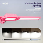 Neatfi LED Desk Lamp, Dimmable Desk Light with 360 SMD LEDs, 30W, CRI 95, Adjustable Color Temperature, Task Lamp for Home, Office, and Workbench (CCT, Pink, 41 Inches)