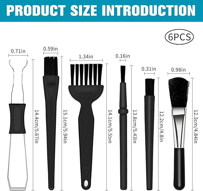 IOGOG 6PCS Keyboard Brush Cleaner Kit with Keycap Puller & Switch Puller, PP Handle Nylon Small Space Dust Removal Anti Static Brush for Computer Keyboard Electrical Appliance Seam Motherboard Camera